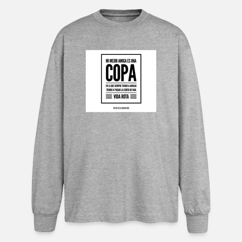 Mein Becher: Zerbrochenes Leben und Chancen - Oversized Langarmshirt  - Grau meliert
