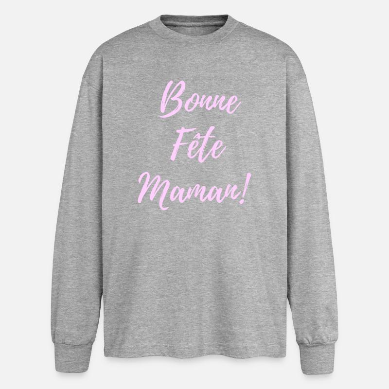Happy Birthday Mom Script Pink - Oversized Long Sleeve T-Shirt - sports grey