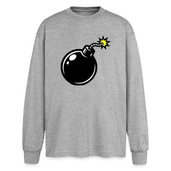 Bomb Comic - T-shirt manches longues oversize - gris chiné - Devant - AI Model Female 180 light (180cm)