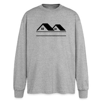 Bannière de texte Maisons - T-shirt manches longues oversize - gris chiné - Devant - AI Model Female 180 light (180cm)