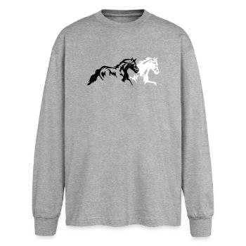 horses stallion mare foal - Oversized Long Sleeve T-Shirt - sports grey - Front - AI Model Female 180 light (180cm)