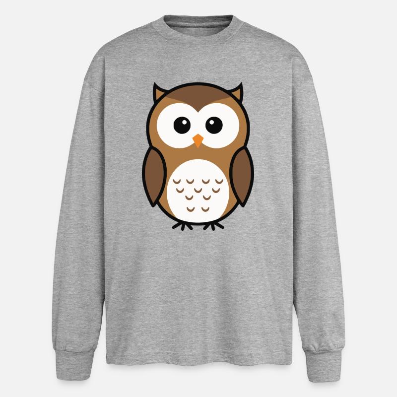 Süßer neugieriger Eule minimalistischen Stil - Oversized Langarmshirt  - Grau meliert