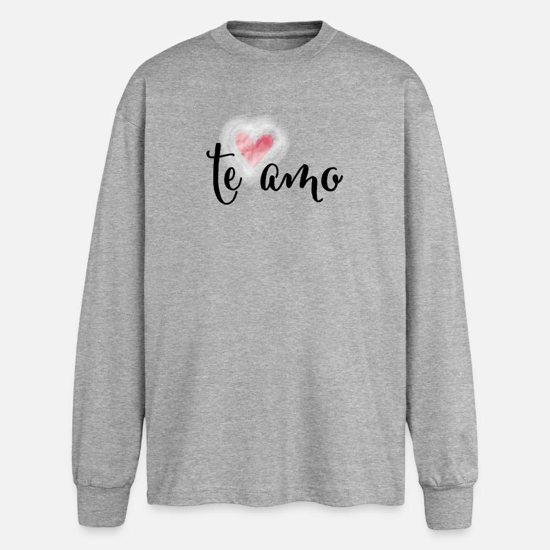 te amo - Oversized Langarmshirt - Grau meliert