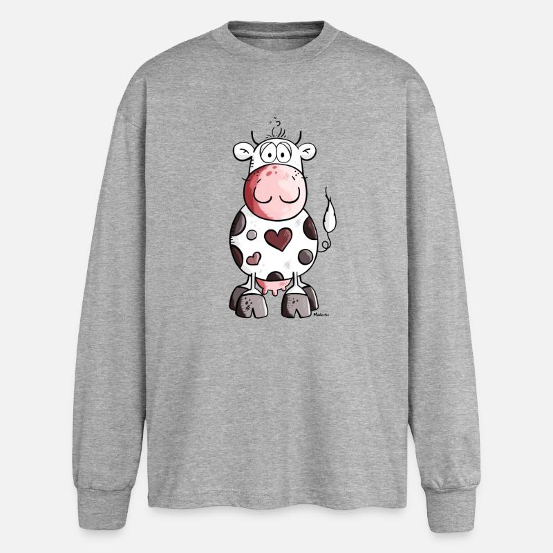 Verliebte Kuh - Oversized Langarmshirt - Grau meliert