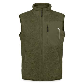Zen Dragonfly - Minimalist Kachimushi Spirit - Veste sans manches sherpa unisexe Stanley/Stella - kaki - Devant - AI Model Female 172 light (172cm) & AI Model Male 178 light (178cm)