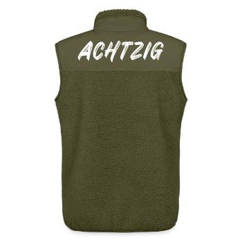 80. Geburtstag - Achtzig - 80 - Unisex Sherpaweste von Stanley/Stella - Khaki - Hinten - AI Model Male 178 light (178cm)