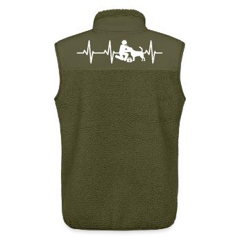 Veterinary Stick Figure Heart Line - Unisex Sherpa Gilet by Stanley/Stella - khaki - Back - AI Model Male 178 light (178cm)