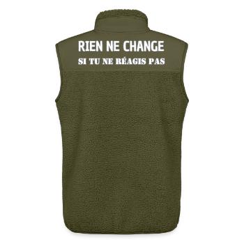 Nothing changes if you don't react - Unisex Sherpa Gilet by Stanley/Stella - khaki - Back - AI Model Male 178 light (178cm)