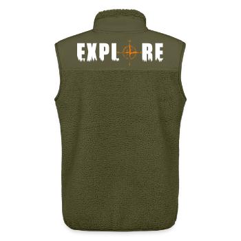 Explore motif with a compass - Unisex Sherpa Gilet by Stanley/Stella - khaki - Back - AI Model Male 178 light (178cm)