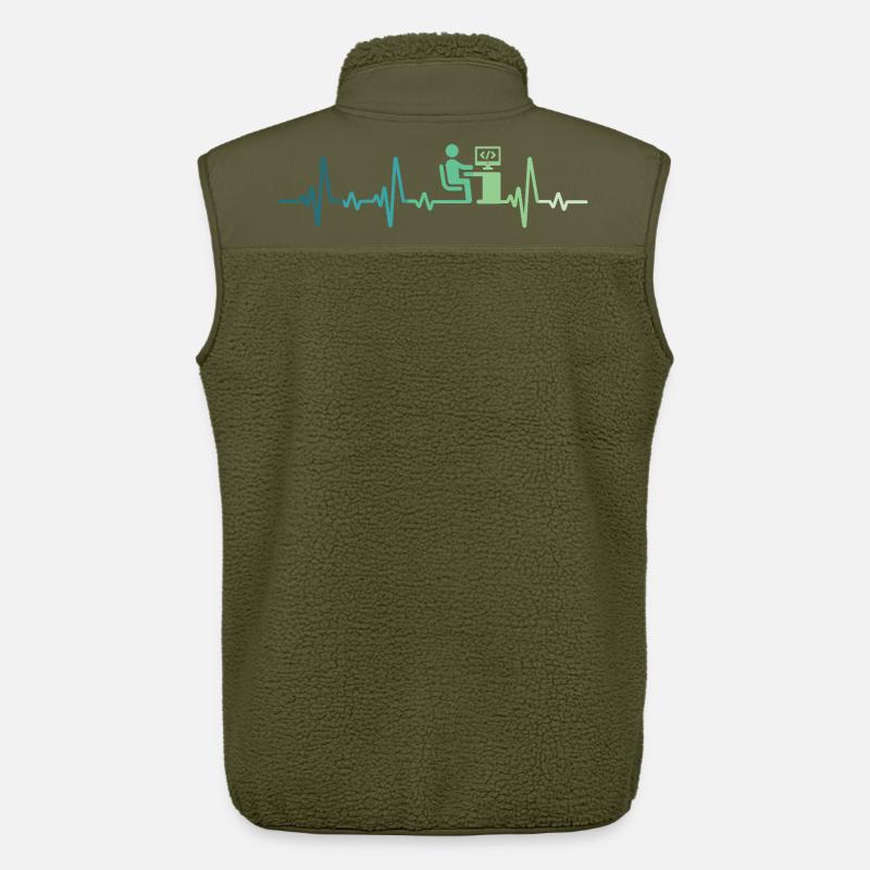 Heartbeat Programmer Developer - Unisex Sherpa Gilet by Stanley/Stella - khaki