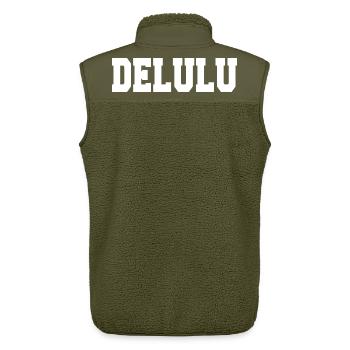 delulu - Unisex Sherpaweste von Stanley/Stella - Khaki - Hinten - AI Model Male 178 light (178cm)