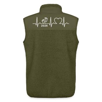 EKG Kurve - Herzkurve - Baby 2026 - Schwanger - Unisex Sherpaweste von Stanley/Stella - Khaki - Hinten - AI Model Male 178 light (178cm)