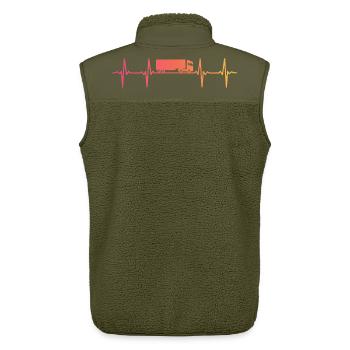 Camion Sunset battement de coeur chauffeur routier - Veste sans manches sherpa unisexe Stanley/Stella - kaki - Dos - AI Model Male 178 light (178cm)