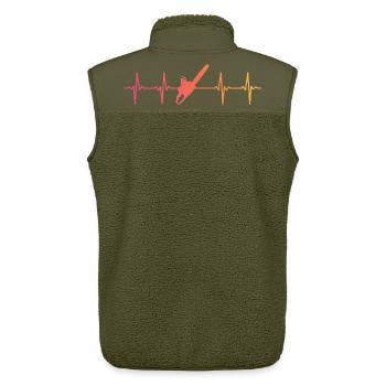 Holzfäller Sonnenuntergang Herzschlag-Kettensäge - Unisex Sherpaweste von Stanley/Stella - Khaki - Hinten - AI Model Male 178 light (178cm)