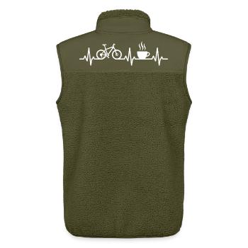 Radfahren und Kaffee Fahrrad herzschlag rennrad   - Unisex Sherpaweste von Stanley/Stella - Khaki - Hinten - AI Model Male 178 light (178cm)