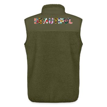 Épanouie - Veste sans manches sherpa unisexe Stanley/Stella - kaki - Dos - AI Model Male 178 light (178cm)