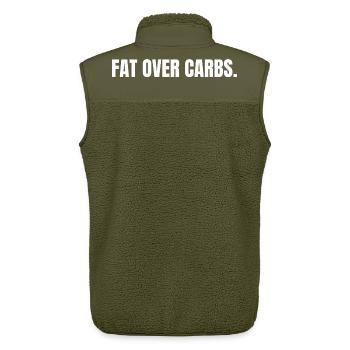 LES GRAISSES PLUTÔT QUE LES GLUCIDES | T-shirt Carnivore | Vie Haute en Graisse - Veste sans manches sherpa unisexe Stanley/Stella - kaki - Dos - AI Model Male 178 light (178cm)