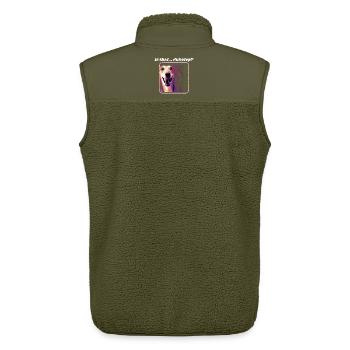 Funny Dubstep Dog - Rave Dubstep Festival - Unisex Sherpa Gilet by Stanley/Stella - khaki - Back - AI Model Male 178 light (178cm)