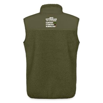 Ohne Kettensäge doof - Unisex Sherpaweste von Stanley/Stella - Khaki - Hinten - AI Model Male 178 light (178cm)