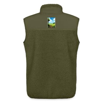 Forest Of Bowland Aonb Travel Poster Souvenir WPA - Unisex Sherpa Gilet by Stanley/Stella - khaki - Back - AI Model Male 178 light (178cm)