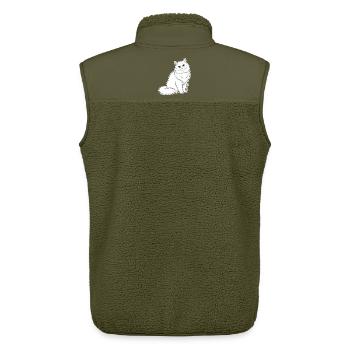 Weiße Katzen-Angora-Augen Minnows-Porträt Elegant - Unisex Sherpaweste von Stanley/Stella - Khaki - Hinten - AI Model Male 178 light (178cm)