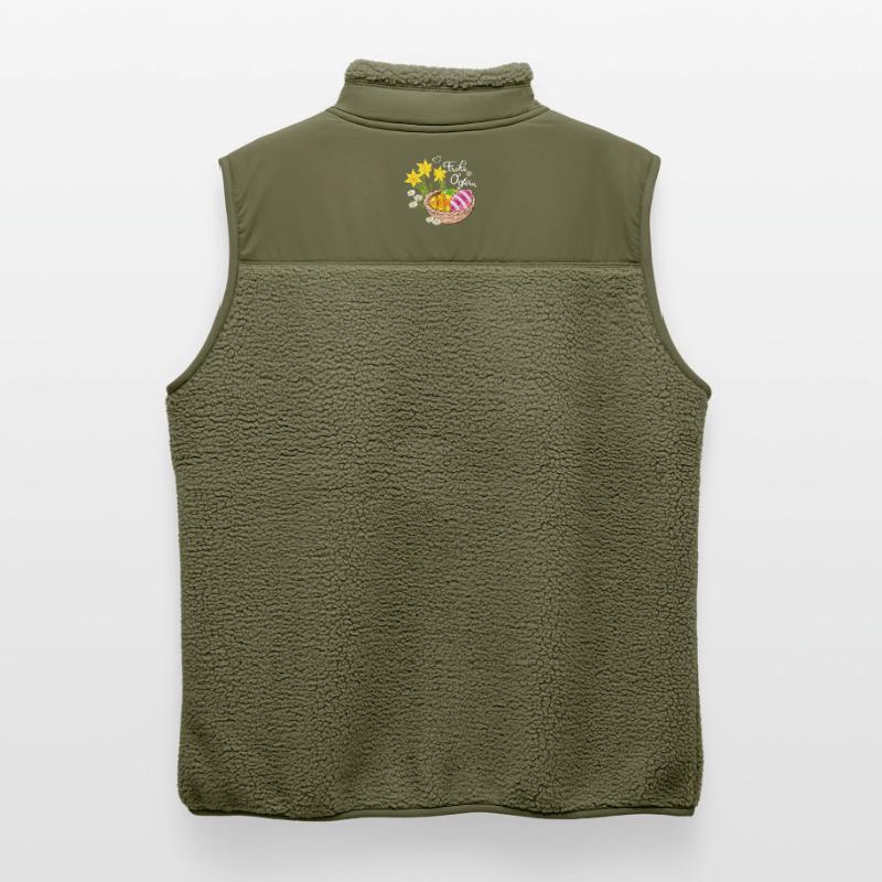 Happy Easter Easter basket Easter eggs Easter flowers eggs Unisex Sherpa Gilet by Stanley/Stella