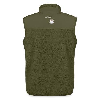 First Coffee - Kaffee-Design - Unisex Sherpaweste von Stanley/Stella - Khaki - Hinten - AI Model Male 178 light (178cm)