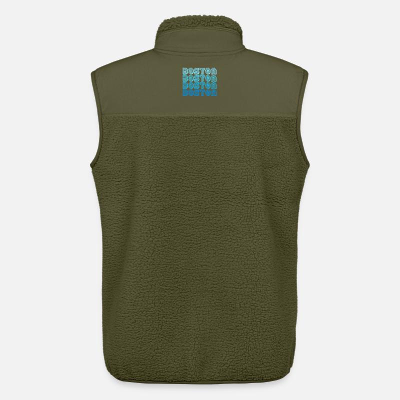 Boston Repeat Pattern Blue Gradient - Unisex Sherpa Gilet by Stanley/Stella - khaki