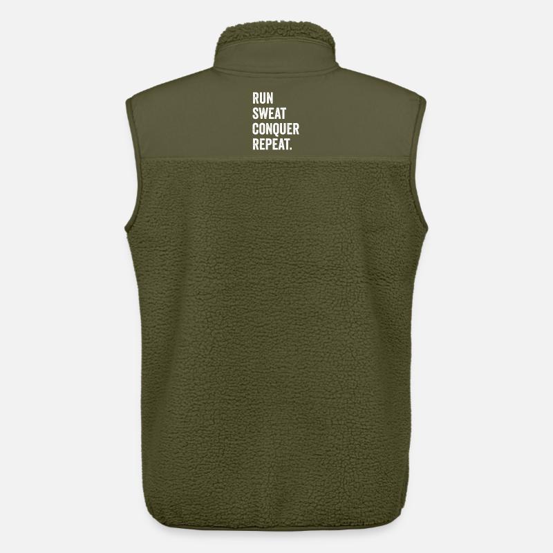 Courir. Sueur. Conquérir. Répéter. - Veste sans manches sherpa unisexe Stanley/Stella - kaki