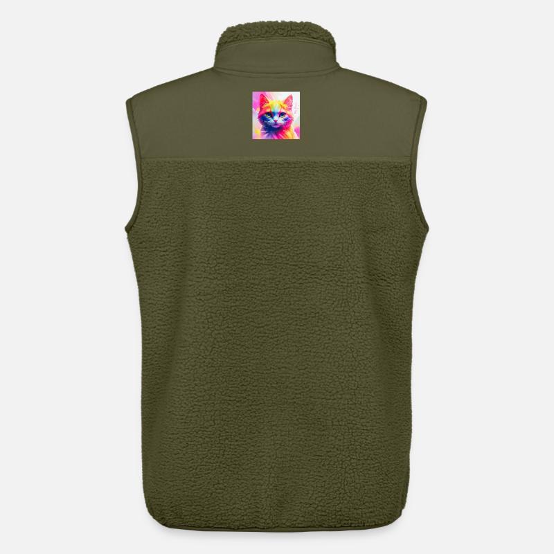 Lebendiges Regenbogenkatzen-Kunstwerk - Unisex Sherpaweste von Stanley/Stella - Khaki