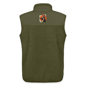 Chien de berger - Veste sans manches sherpa unisexe Stanley/Stella - kaki - Dos - AI Model Male 178 light (178cm)