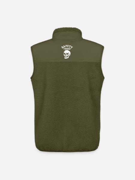 Safety Third Skull Funny Safety Third - Unisex Sherpa Gilet by Stanley/Stella - khaki