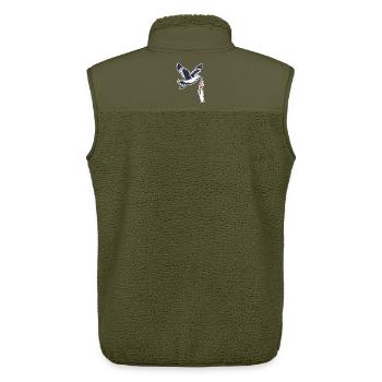 Mouette drôle vole une glace - Veste sans manches sherpa unisexe Stanley/Stella - kaki - Dos - AI Model Male 178 light (178cm)