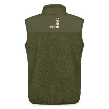 1996 vintage typographic style - Unisex Sherpa Gilet by Stanley/Stella - khaki - Back - AI Model Male 178 light (178cm)