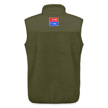 Be Kind It's Free Freundlichkeit Statement Spruch - Unisex Sherpaweste von Stanley/Stella - Khaki - Hinten - AI Model Male 178 light (178cm)