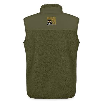 Social Media Seriously Harms Mental Health Pinguin - Unisex Sherpaweste von Stanley/Stella - Khaki - Hinten - AI Model Male 178 light (178cm)