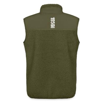 Cadeau du 70e anniversaire Mari Femme Mars 1956 - Veste sans manches sherpa unisexe Stanley/Stella - kaki - Dos - AI Model Male 178 light (178cm)