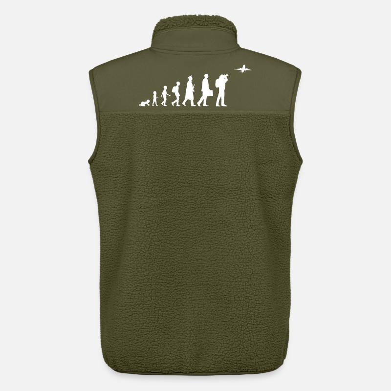 Passionné d’avion Evolution - Veste sans manches sherpa unisexe Stanley/Stella - kaki