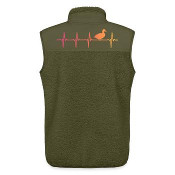 Canard Sunset battement de canards - Veste sans manches sherpa unisexe Stanley/Stella - kaki - Dos - AI Model Male 178 light (178cm)