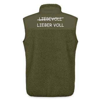 Liebevoll | Lieber Voll, bier, Party, grillen - Unisex Sherpaweste von Stanley/Stella - Khaki - Hinten - AI Model Male 178 light (178cm)