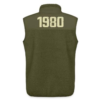 Jubilé 1980 - Veste sans manches sherpa unisexe Stanley/Stella - kaki - Dos - AI Model Male 178 light (178cm)