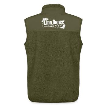 Line Dance: Alles ist gut - Unisex Sherpaweste von Stanley/Stella - Khaki - Hinten - AI Model Male 178 light (178cm)