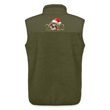 2023 Jahreswechsel Silvester Faultier - Unisex Sherpaweste von Stanley/Stella - Khaki - Hinten - AI Model Male 178 light (178cm)