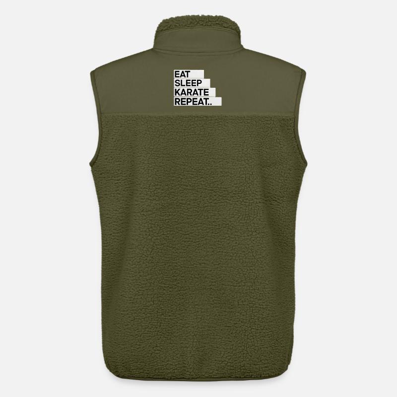 Manger. Dormir. Karaté. Répéter... - Veste sans manches sherpa unisexe Stanley/Stella - kaki