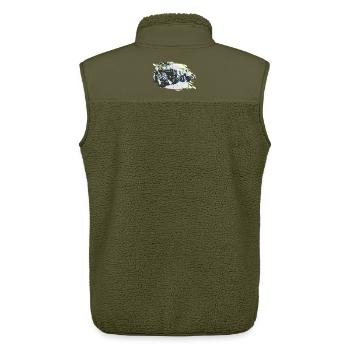 Vieux tracteurs - Veste sans manches sherpa unisexe Stanley/Stella - kaki - Dos - AI Model Male 178 light (178cm)