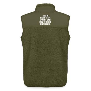 I must be willing to give up what I am in order - Unisex Sherpaweste von Stanley/Stella - Khaki - Hinten - AI Model Male 178 light (178cm)