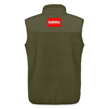 Avertissement motif de broderie flexible - Veste sans manches sherpa unisexe Stanley/Stella - kaki - Dos - AI Model Male 178 light (178cm)