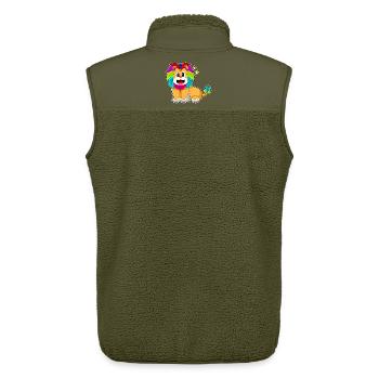Licorne Lion - Veste sans manches sherpa unisexe Stanley/Stella - kaki - Dos - AI Model Male 178 light (178cm)