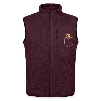 Dog Airdale Terrier - Unisex Sherpa Gilet by Stanley/Stella - maroon - Front - AI Model Female 172 light (172cm) & AI Model Male 178 light (178cm)