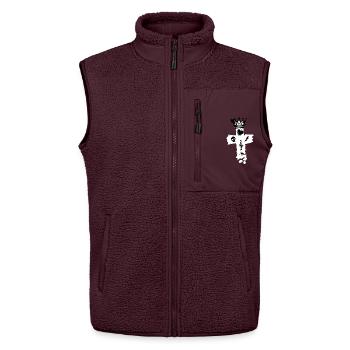 Graphic street style with gothic elements - Unisex Sherpa Gilet by Stanley/Stella - maroon - Front - AI Model Female 172 light (172cm) & AI Model Male 178 light (178cm)